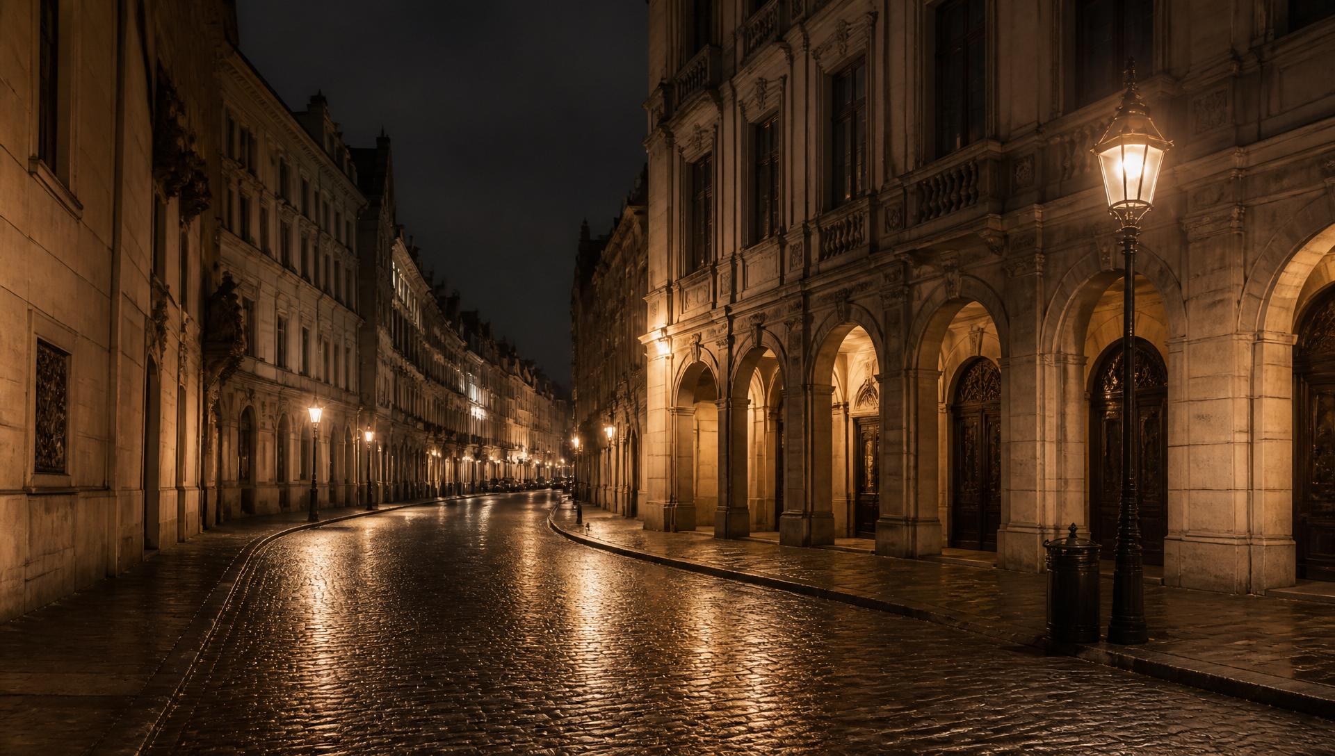 Klassische Münchner Architektur bei Nacht